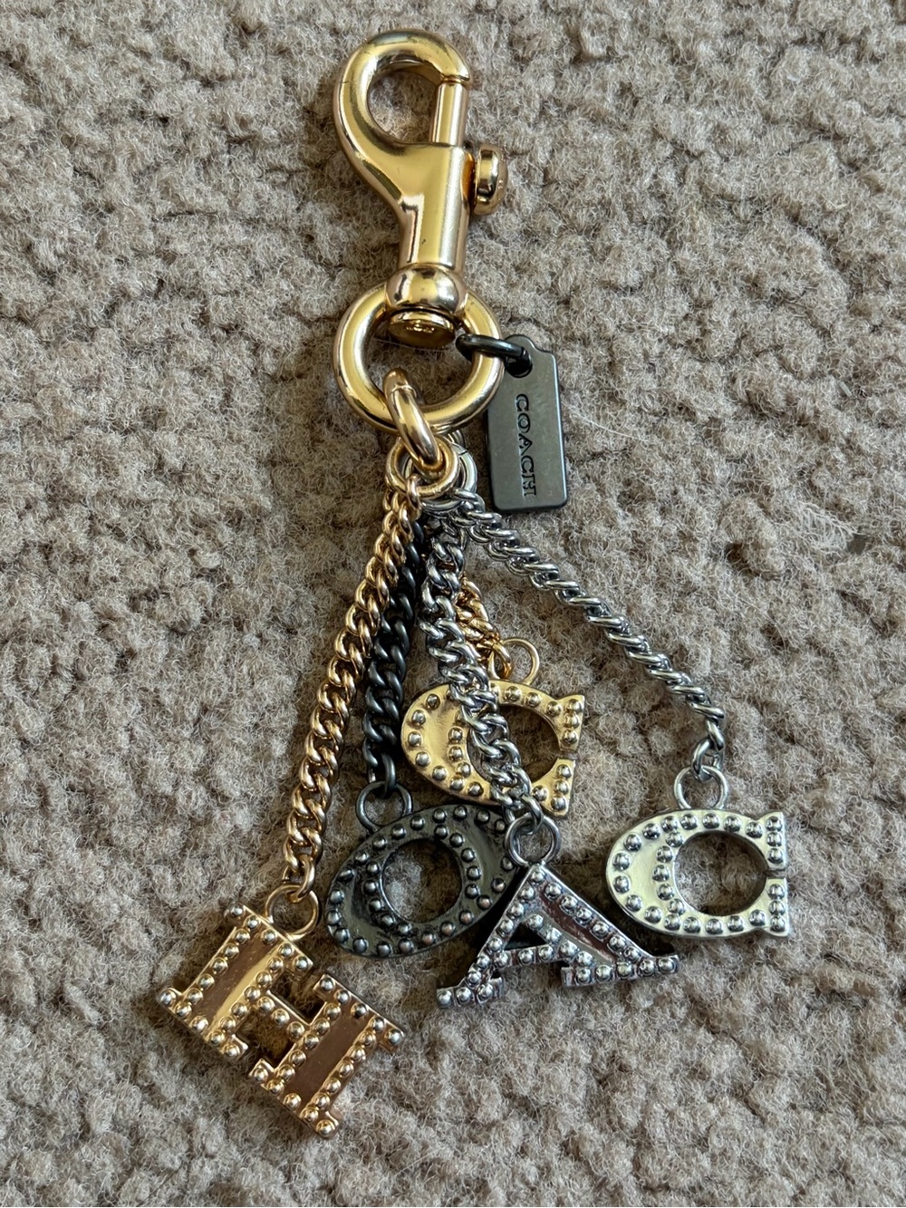Coach Mixed-Metal Logo Charm Key & Bag Clip - Gold, Silver, Gunmetal